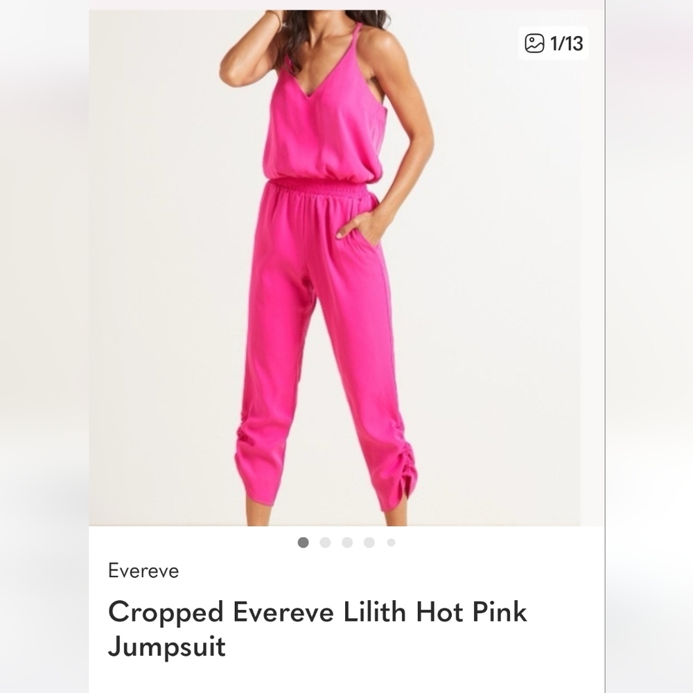 Evereve Vibrant Pink Cropped Jumpsuit